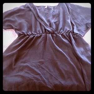 Black Dress - 2x - Deep V - Elastic Under Bust